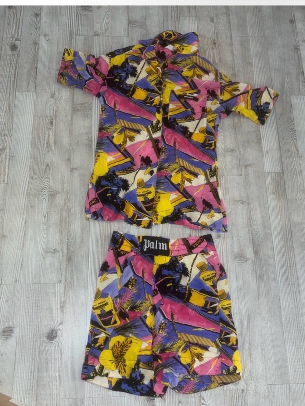 Palm Angels Multicolor Graphic Short Set - Yellow, Pink, Blue, Black